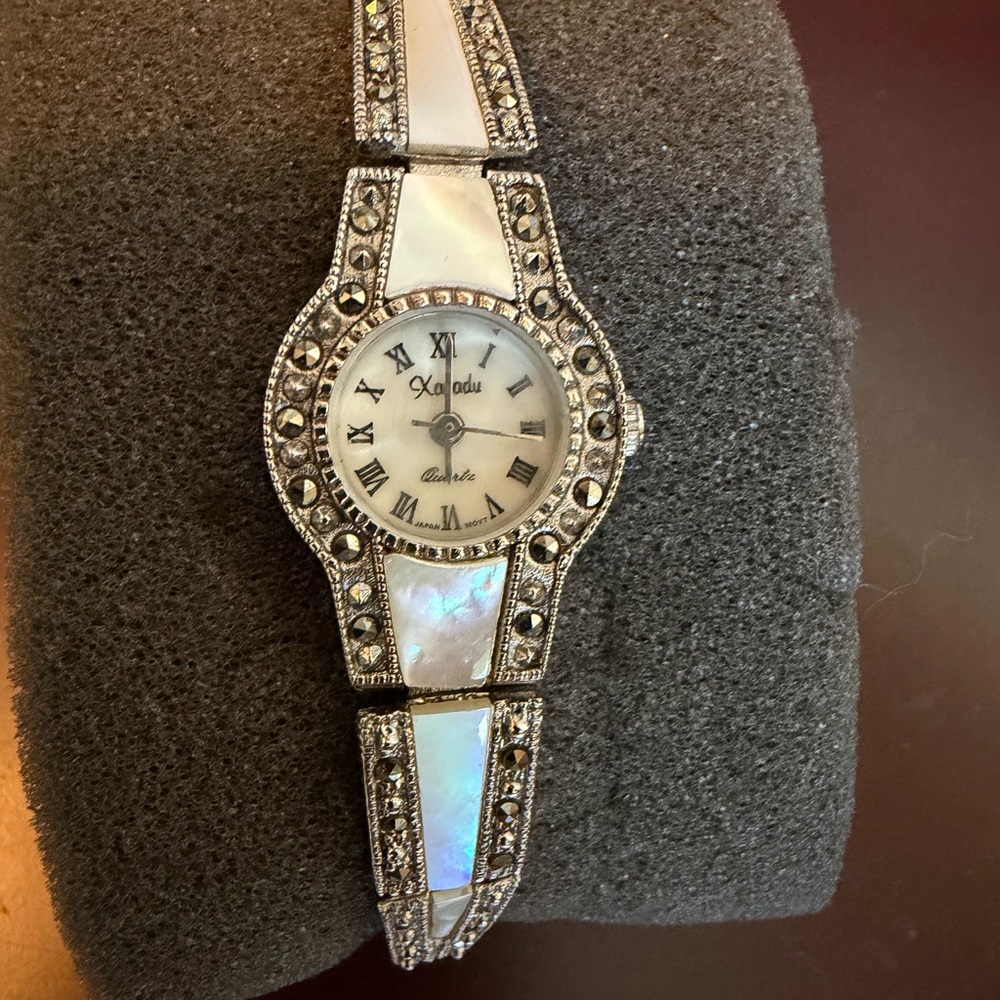 Xanadu Silver Mother-of-Pearl Crystal Watch